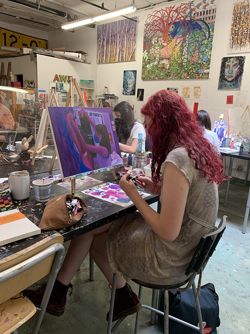 A teen enrolled in art classes in Brooklyn, NY